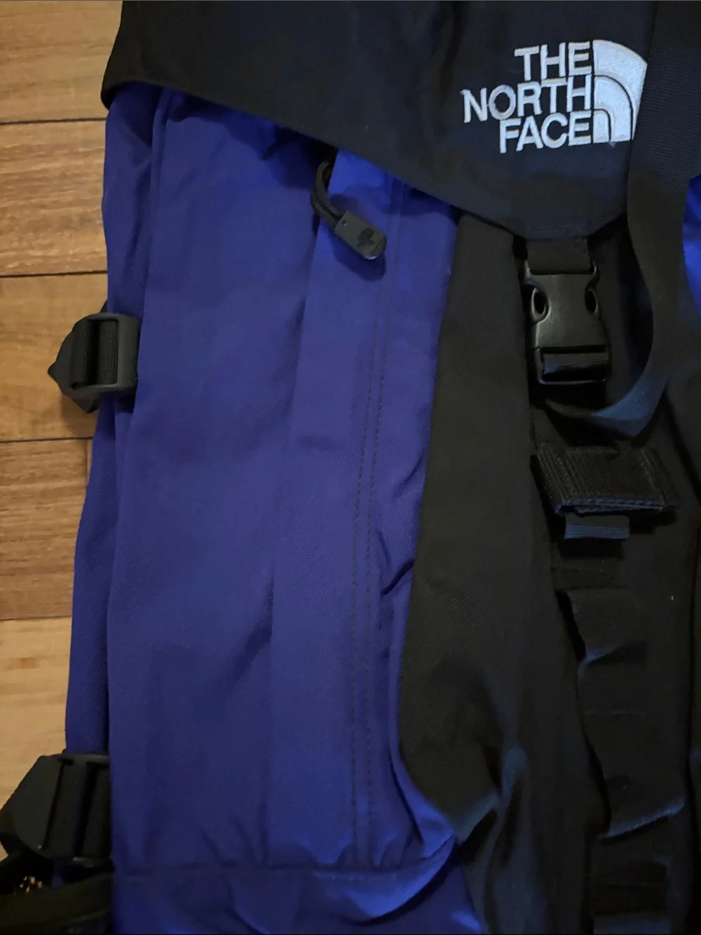 The North Face Men's Royal Blue and Black Roll-Top Backpack